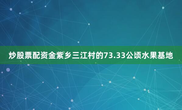炒股票配资金紫乡三江村的73.33公顷水果基地